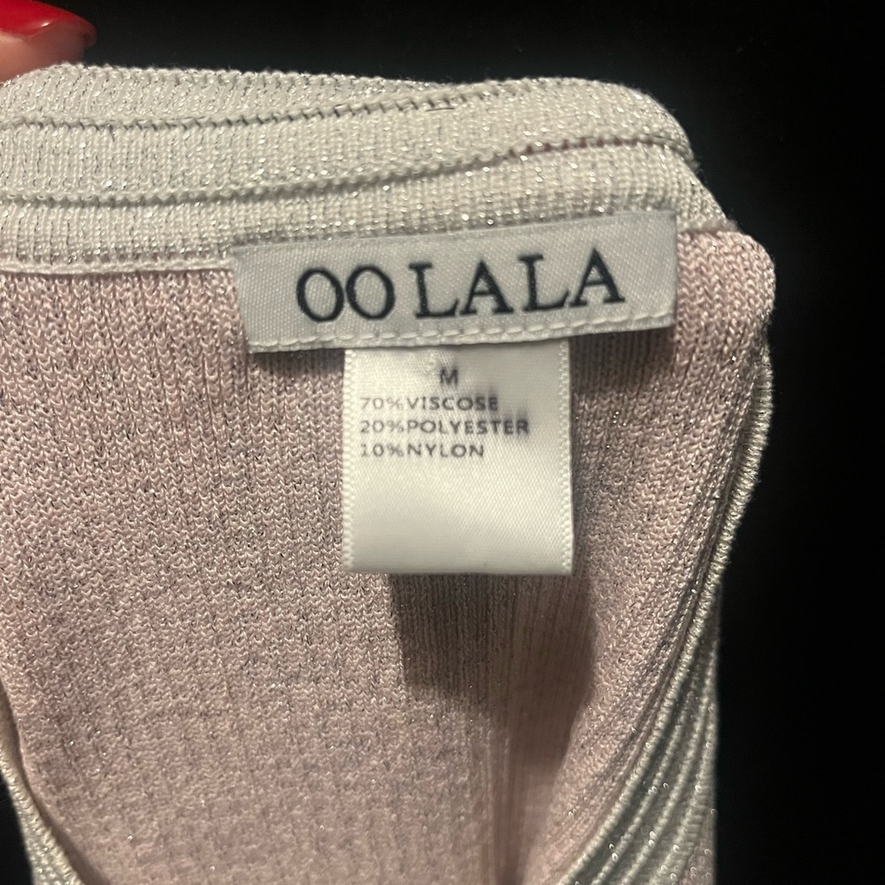 OOLALA Shimmer Ribbed Knit Cardigan In Pink - Picture 3 of 7